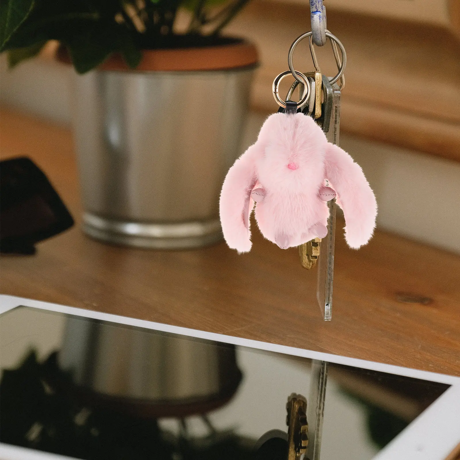 

Cute Pink Bunny Keychain Aesthetic Mini Stuffed Animal Keyring for Bags Backpacks Keys Birthday Valentine Present Girls Women