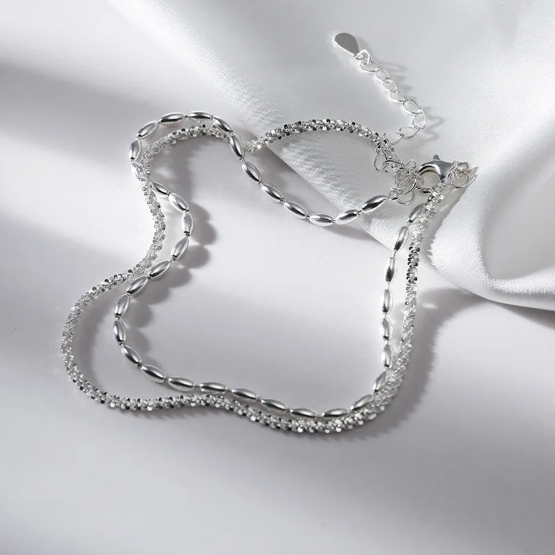 جديد 925 فضة طبقة مزدوجة خلخال شخصية سحر امرأة خلخال حفلة هدية للأصدقاء رائعة مجوهرات اكسسوارات #4