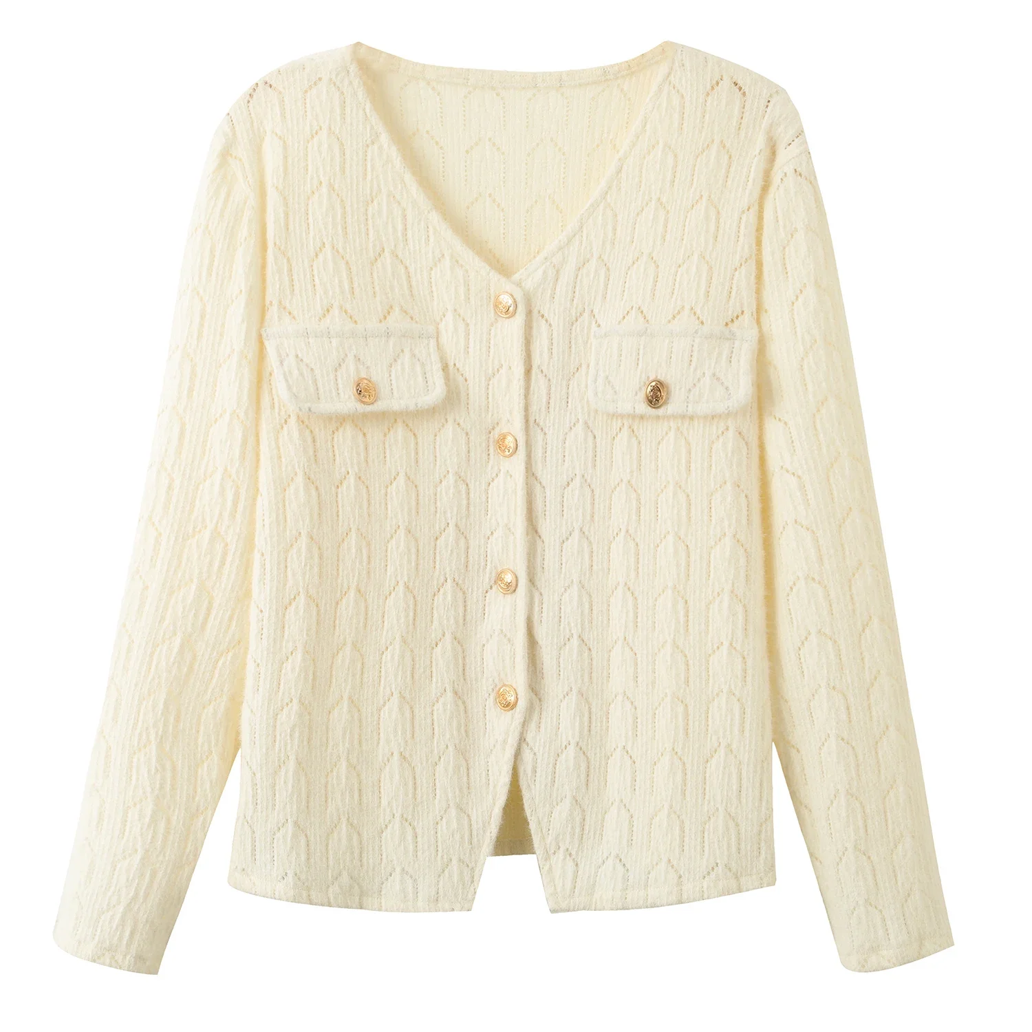 Style coréen col en v à manches longues pull grande taille femmes Cardigan automne hiver femmes vêtements femme solide mode évider haut