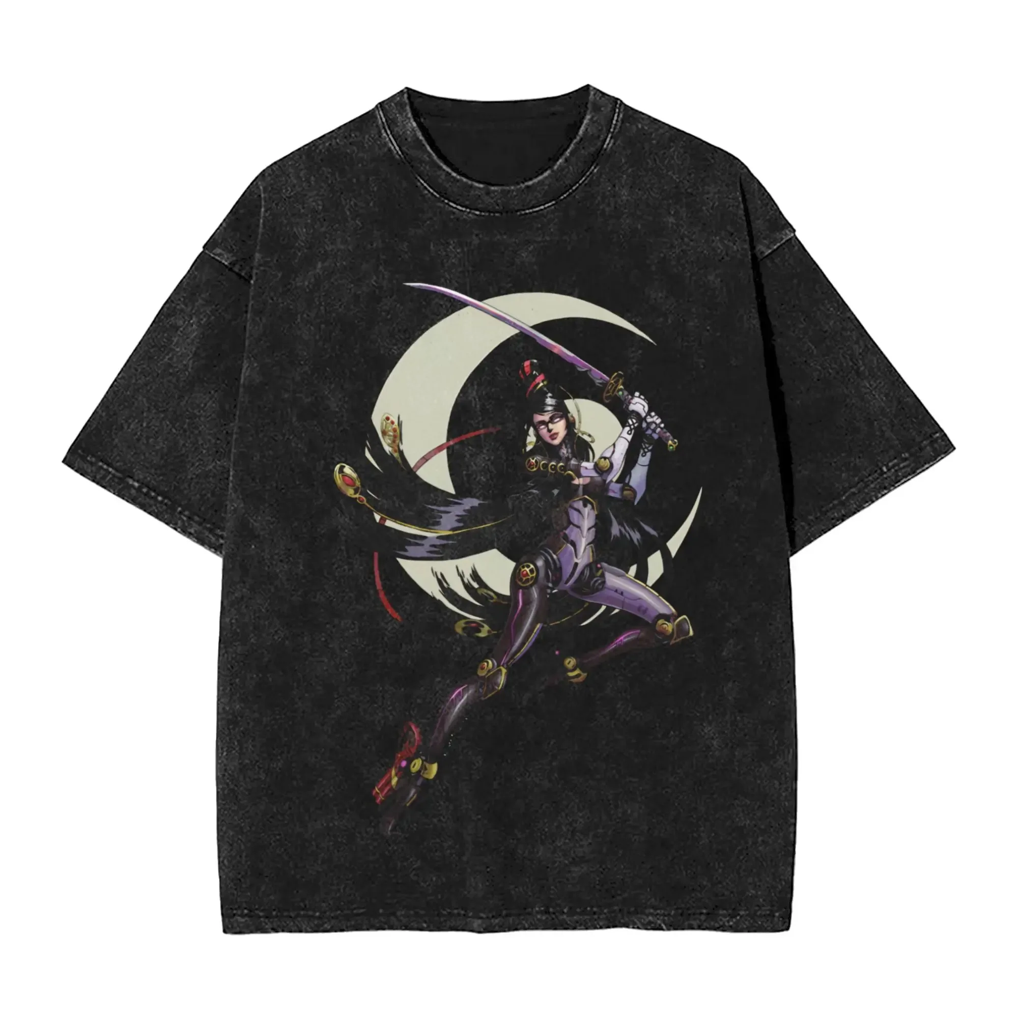 Camiseta con Estampado Gráfico del Personaje del Videojuego Bayonetta, para Hombre y Mujer, Estilo Retro, Algodón Lavado, Verano, Moda Harajuku, Talla Grande