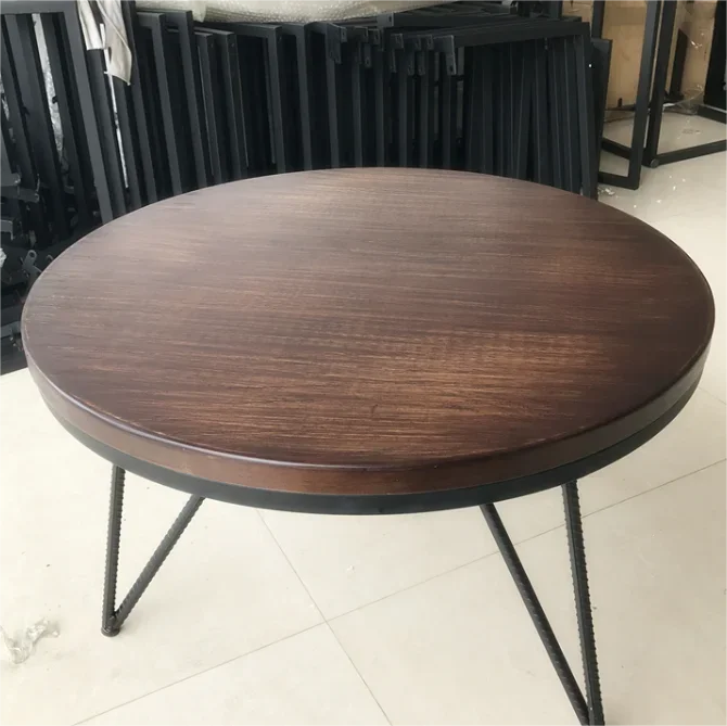 Coffee Table South American Walnut with Metal Legs Round Solid Wood Sidetable Small,Beautiful, Suitable for Living Room,Bedroom