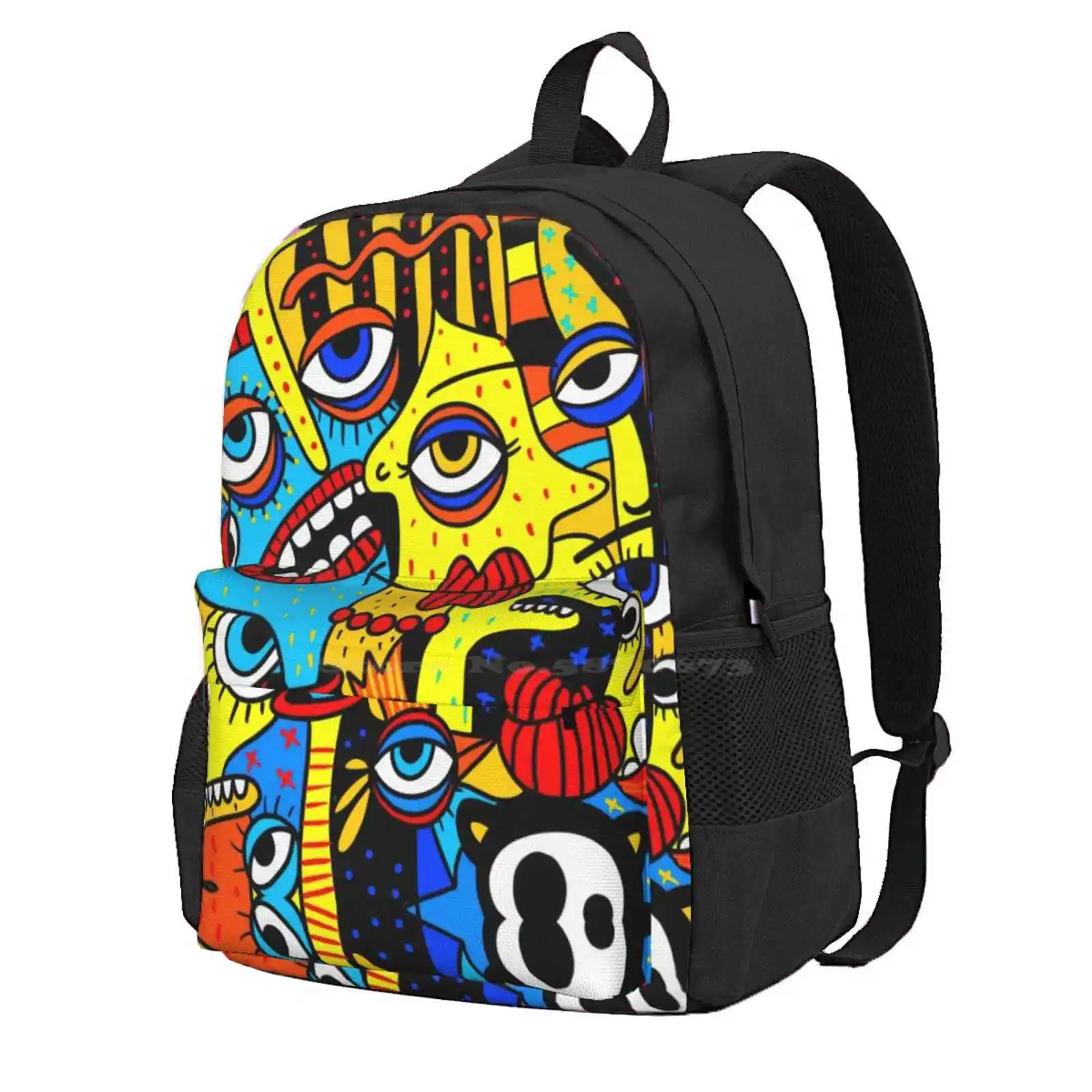 Social Distancing Hot Sale Schoolbag Backpack Fashion Bags Color Blue Yellow Pop Art Contemporary Urban Art Street Art Modern