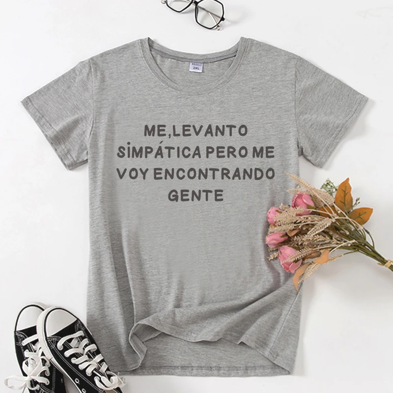 Fashion Spanish Women T-shirts camiseta de mujer Short sleeve tops Casual Cotton woman tshirt tee black white