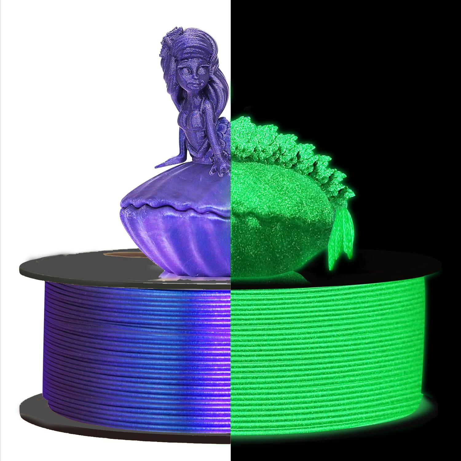 

3D Printer Filament, Chameleon PLA Color Shift Filament 1.75mm, Glow in Dark PLA Filament 1.75mm for 3D Printer, Purple Color