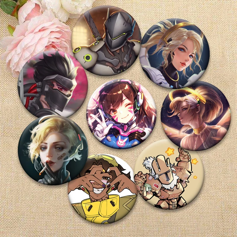 

Team Shooting Game Anime Brooches for Backpack Clothes Accessories Song Hana,Valkyrie Token Cartoon Badge Exquisite Round Pins