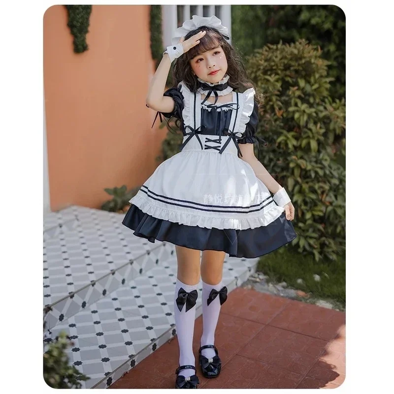 Vestido de sirvienta Lolita para niños/adultos, disfraz de sirvienta encantador para niñas, disfraz de cosplay para niños