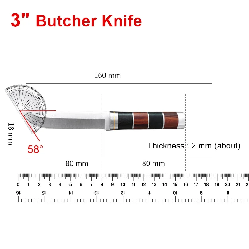 Kitchen Knife Stainless Steel Chef Butcher Fishing Fillet Knife Wood Handle Meat Cleaver Butcher Knife Slicing Cooking Tools