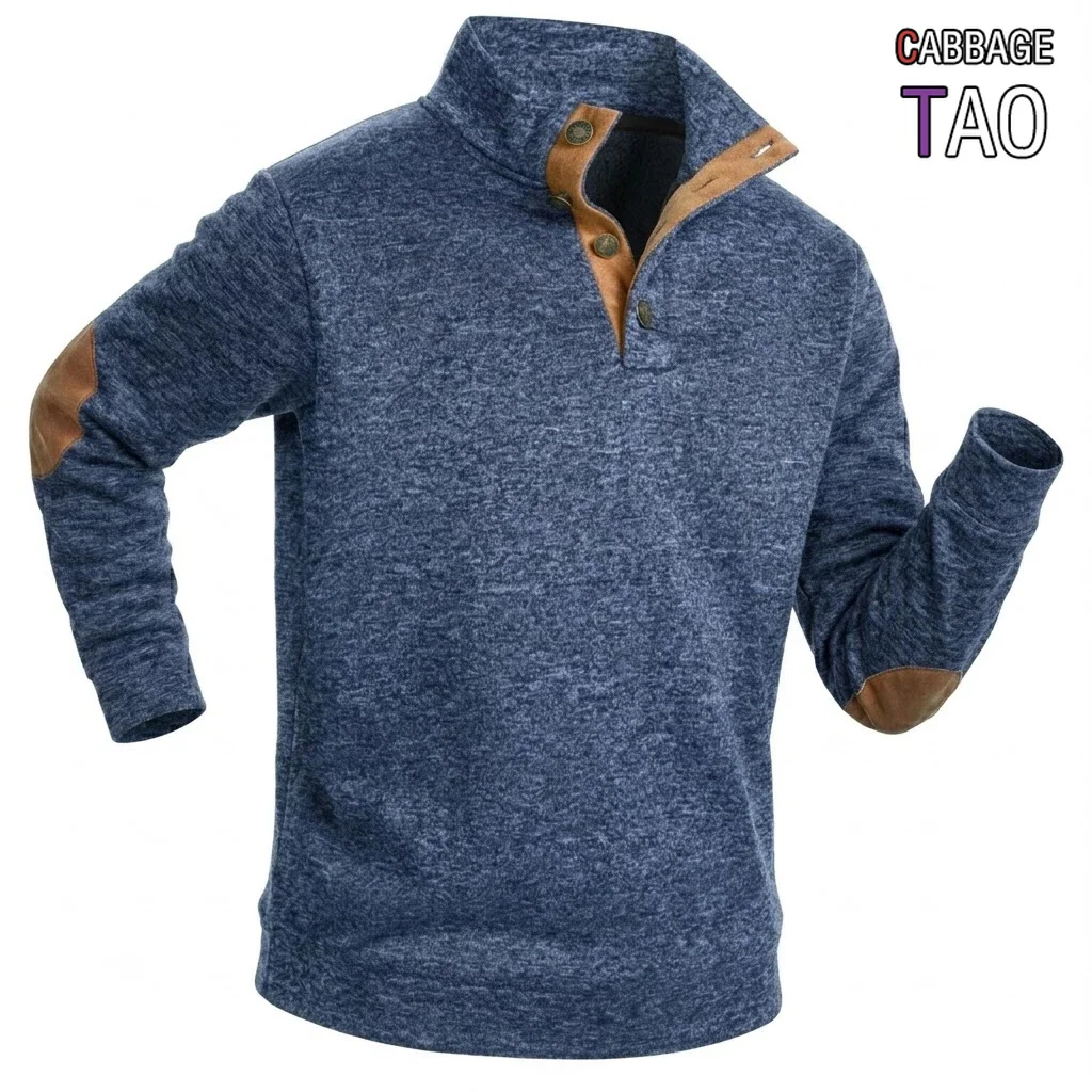 Men’s Quarter Button Stand Collar Pullover Sweatshirt Autumn Long Sleeve Luxury Sweater Streetwear Gym Hoodie Coats for Men