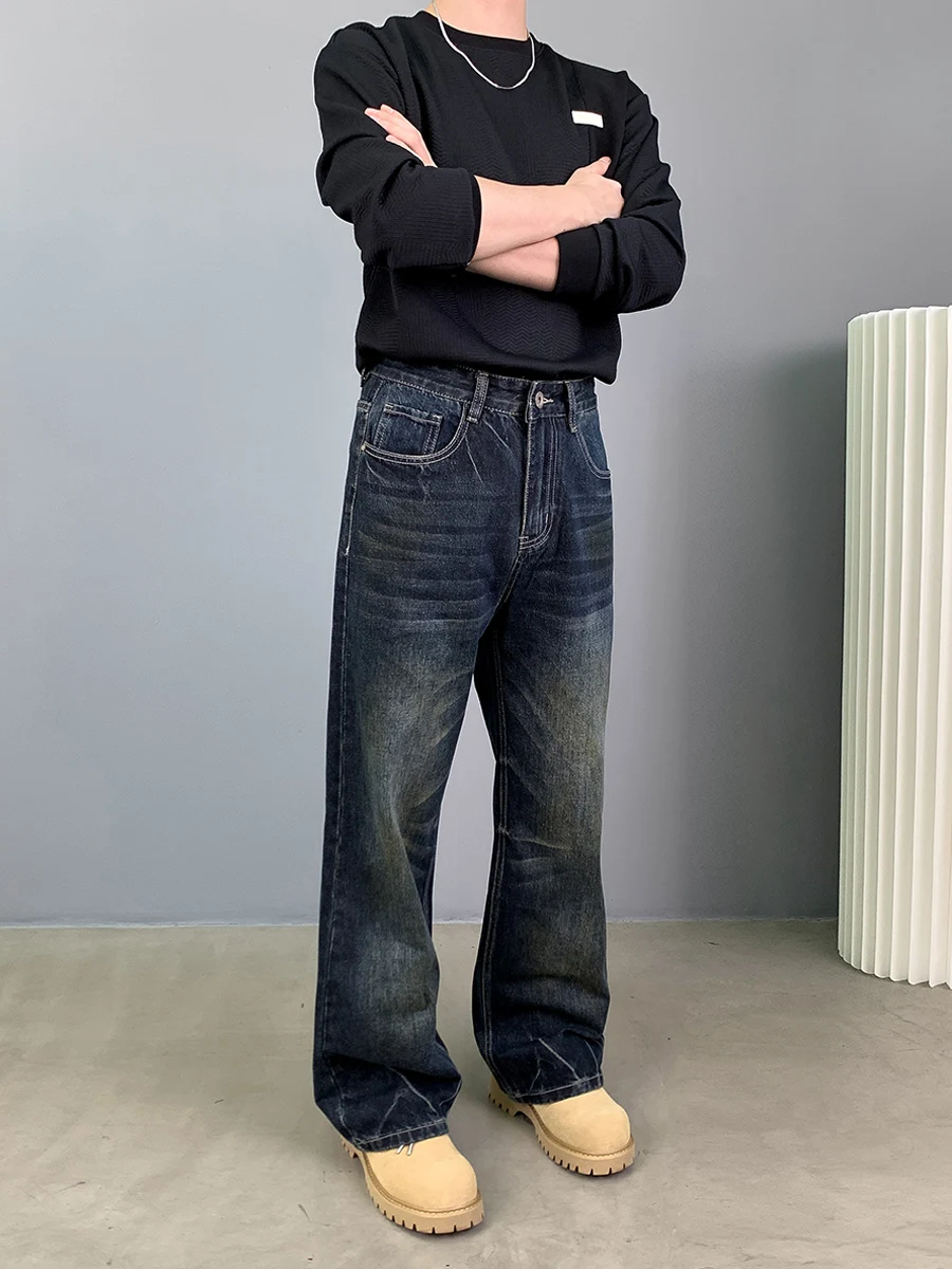 

Мужские джинсы American Sle Vintage: прямые, свободные, широкие штанины, весна-лето, повседневный стиль, молодежный тренд