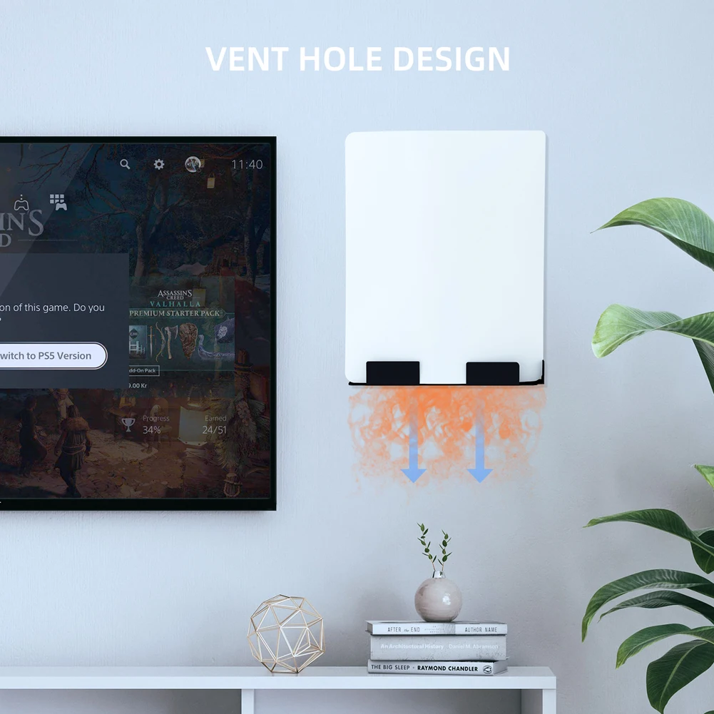 Wall Mount Host Universal Wall Bracket Space Saver Stand Holder Hanging Wall Holder for PS5 Pro/PS5 Slim/PS5 Console