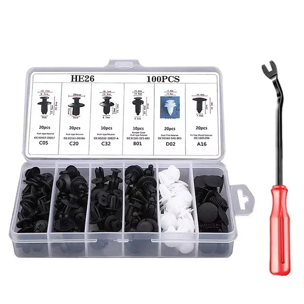 100/50PCS 자동차 패스너 클립 키트 - 자동차 펜더, 범퍼, 도어 및 패널 트림용 다중 크기 고정 장치
