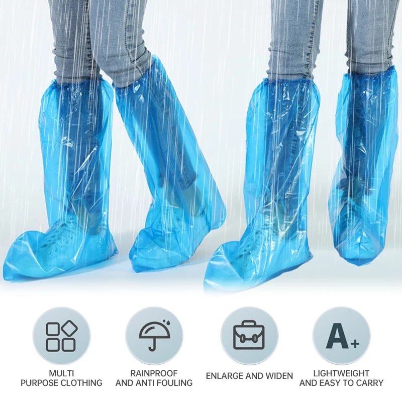 10pair Disposable Shoe Cover PVC Waterproof Outdoor Rain Pants Leg Cover Hiking Camping Ride Prevent Splashing Knee Length Cover