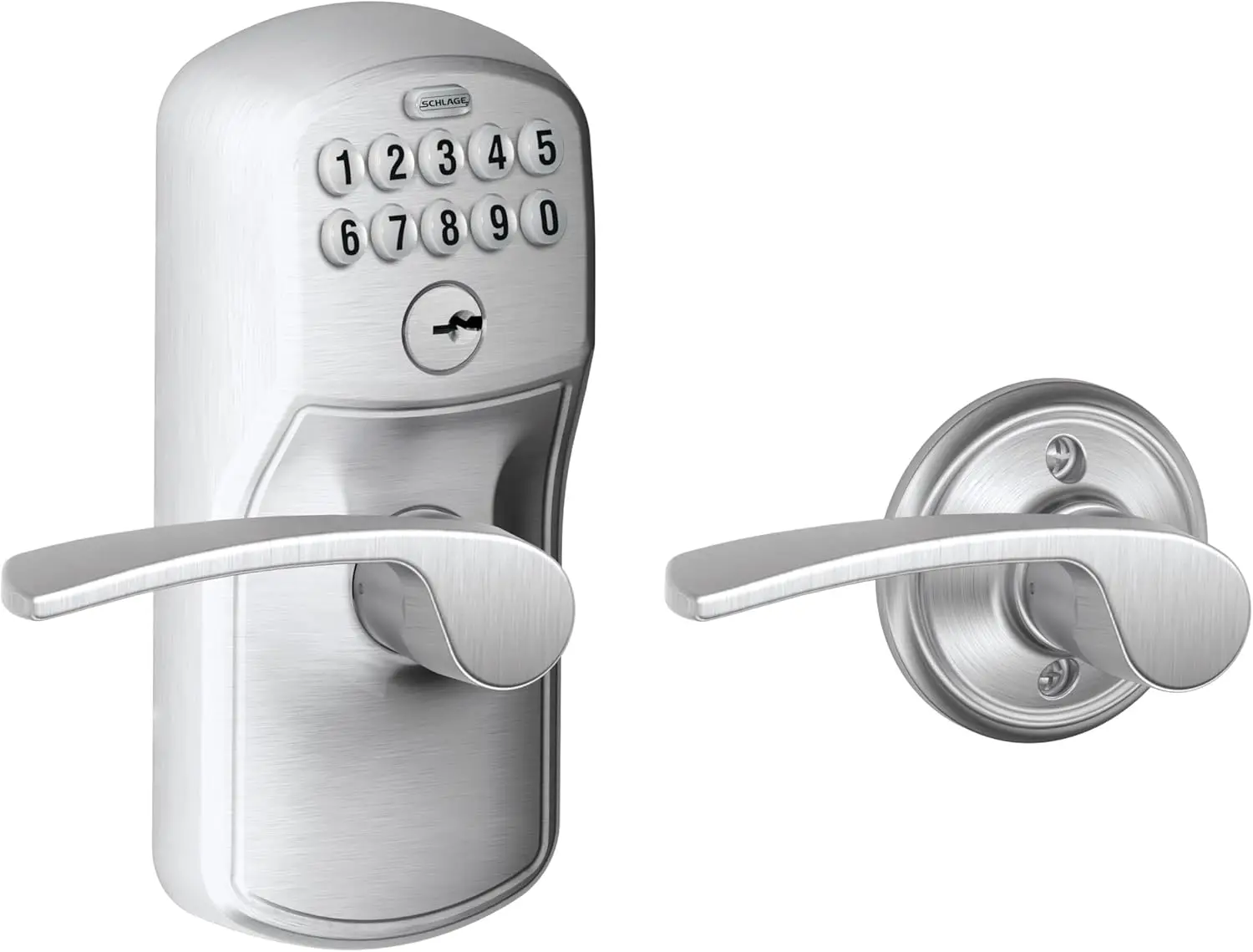 75 Ply 626 Ela Plymouth Keypad Entry With Auto-Lock And Elan Levers, Brushed Chrome