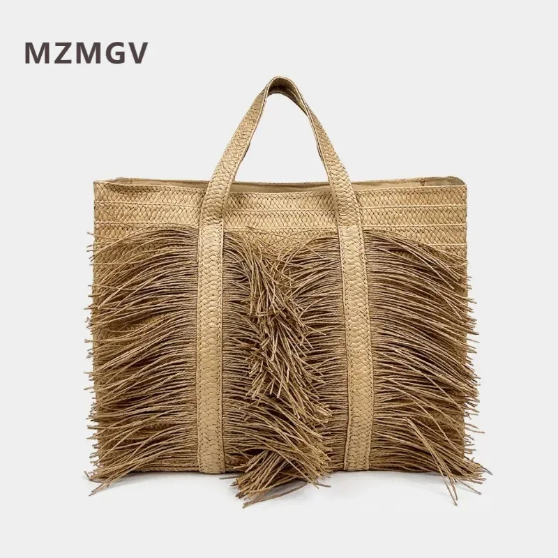 

New Straw Beach Bag Fashionable Large-capacity Tassel Design Tote Bag Summer Shopper Purse for Vacation Beach Bag Bolsa Feminina