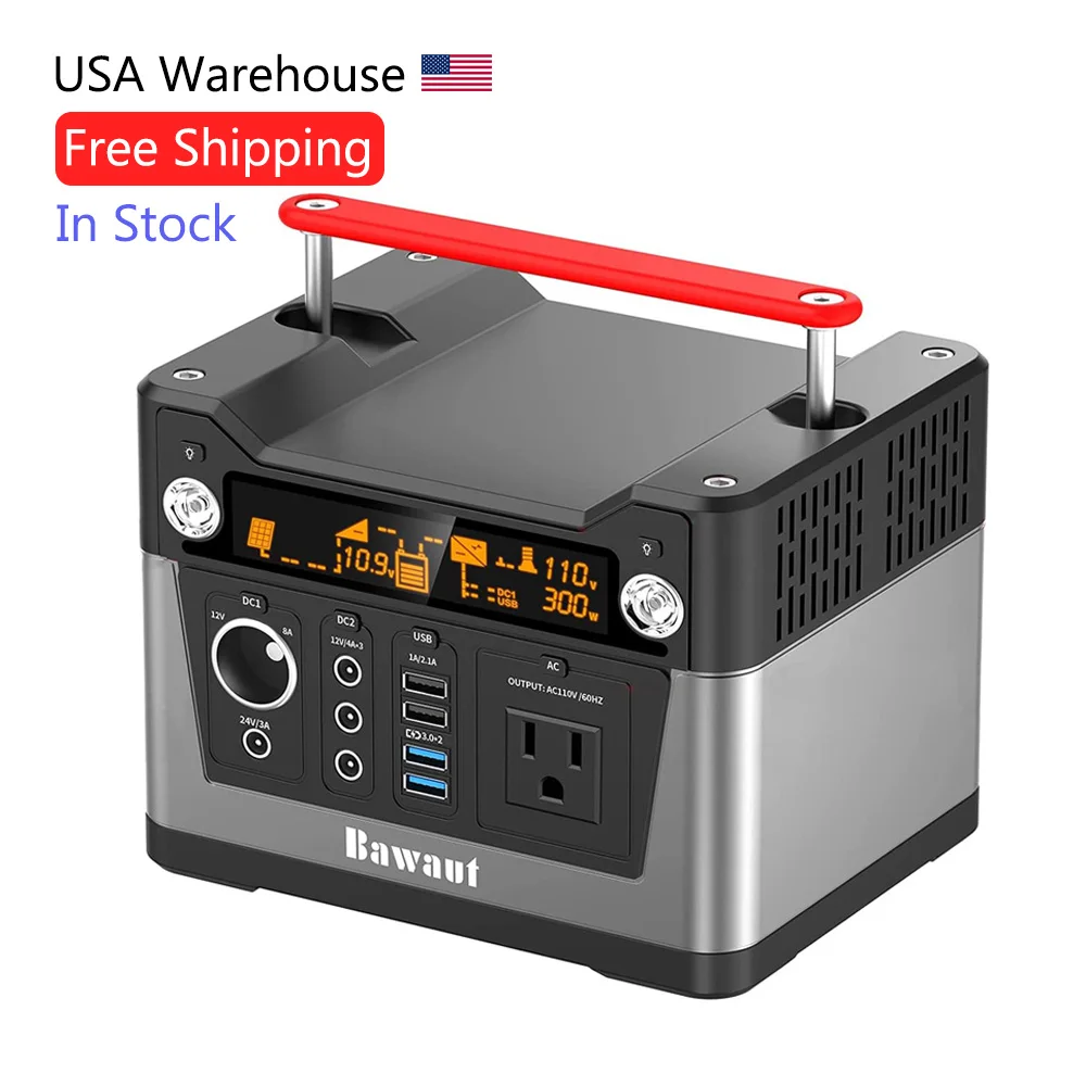 

US stock Portable Power Station 300W 280Wh 110V For Emergency CPAP Outdoor Home Camping Travel And RV