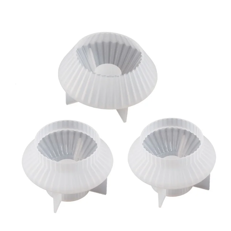 Molde geométrico da vela do silicone, resina epóxi, lanterna listrada, gesso DIY, decoração Home fina, armazenamento