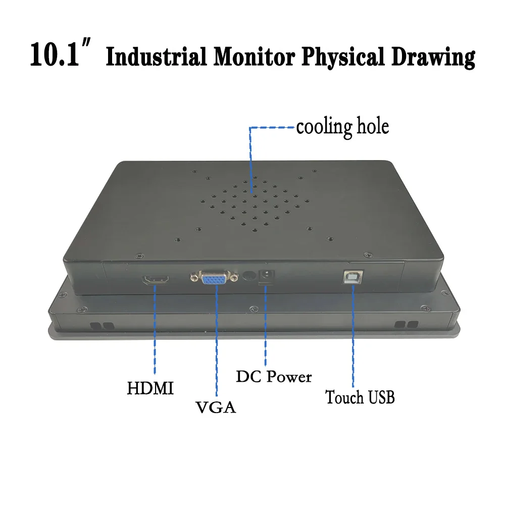 10.1Inch IP65 front waterproof Industrial monitor display 10-Point capacitive touch monitor 1280*800 with VGA/HDMI/USB interface