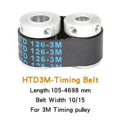 Timing Belt HTD3M-105/108/111/114/117/120/123/126/129/132/135 Closed Loop Synchronous Belt Width 10/15 mm For 3M Alloy Pulley