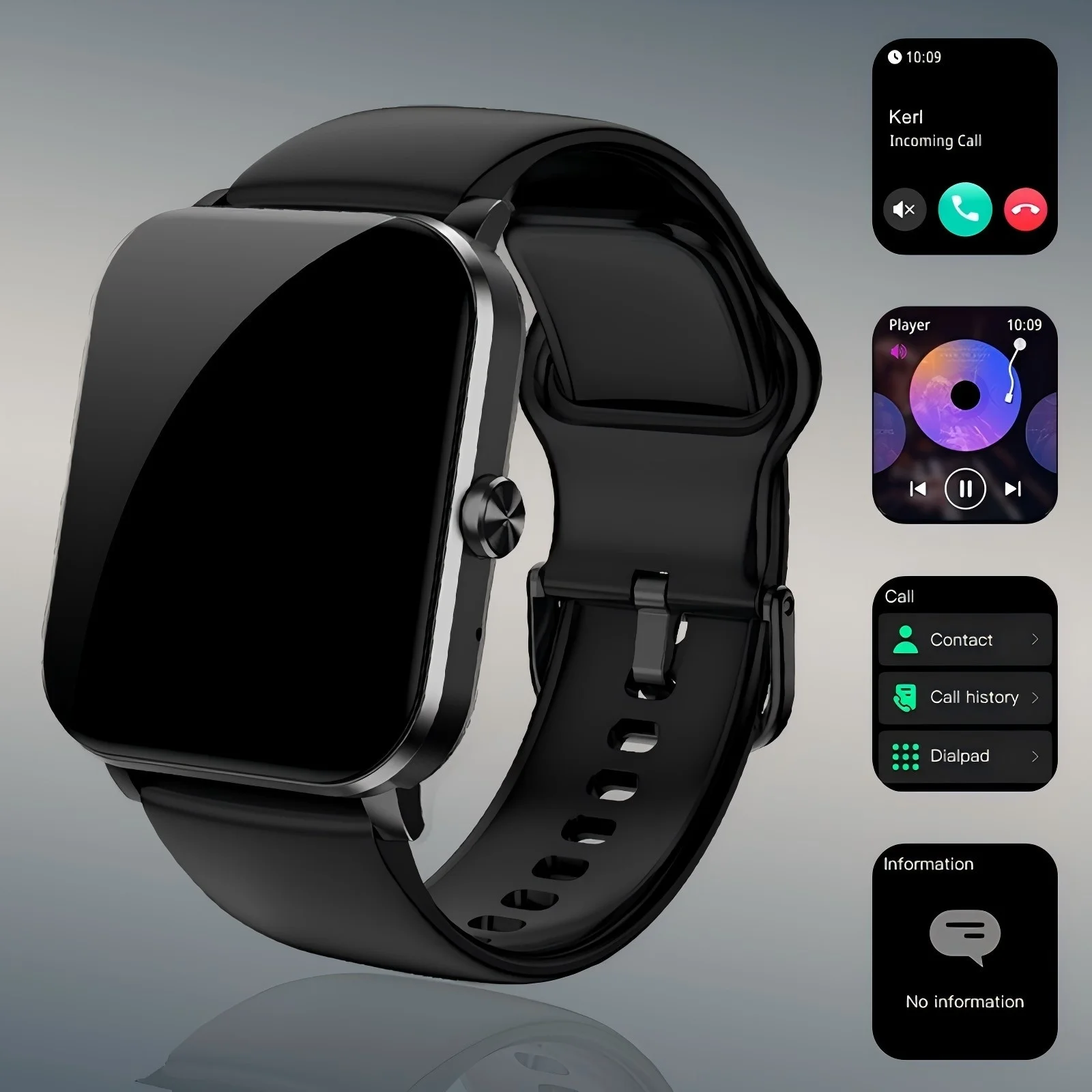 

Smartwatch with 1.85" Full Touch Screen Text & Call 100+ Sports Modes Pedometer Calorie Counter Game PE Material Casual Style