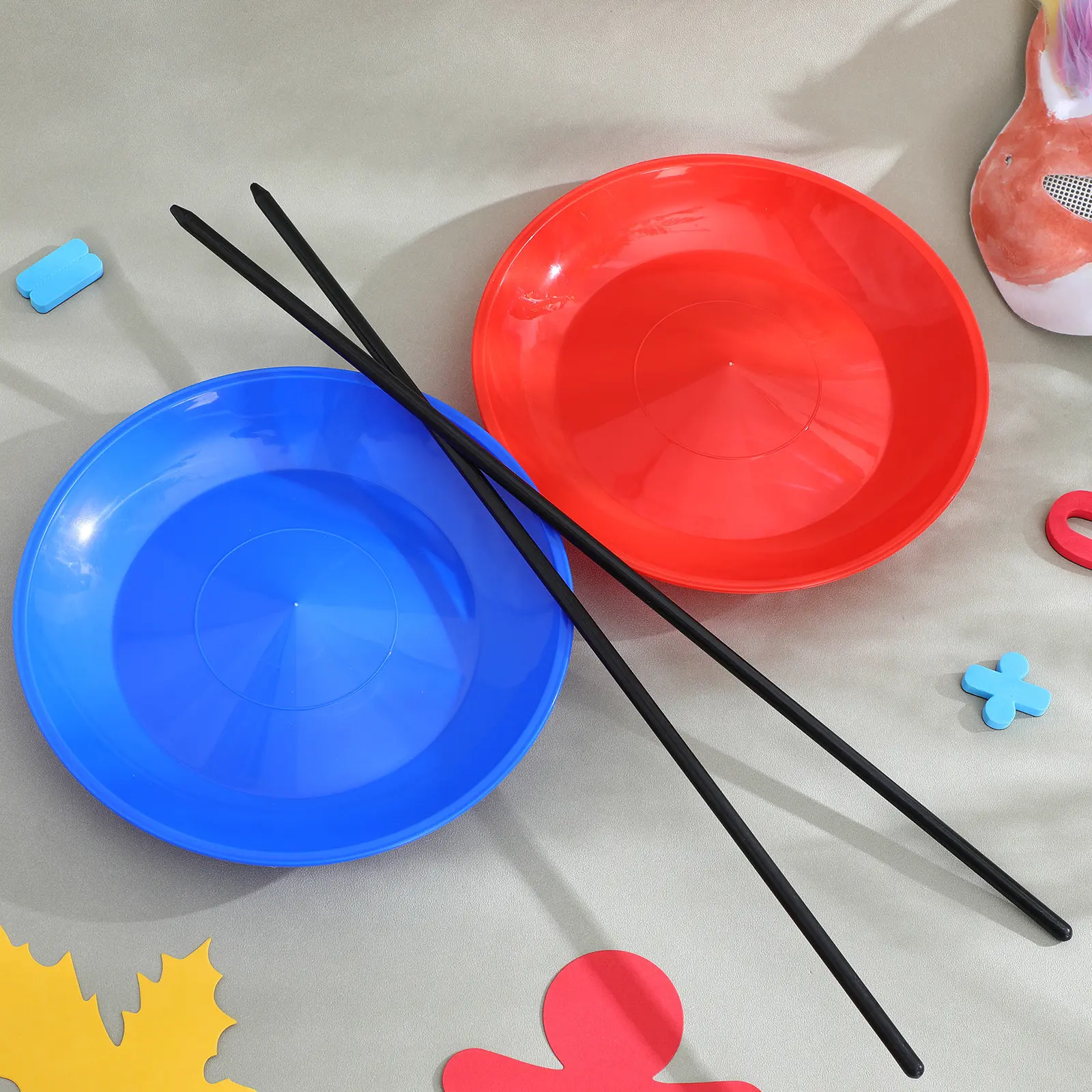 Juego de 2 platos de malabarismo con palos, accesorios multifuncionales para espectáculos de circo, juego de platos giratorios para adultos, fiesta colorida