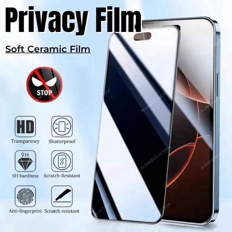 1/2/3PCS Privacy Screen Protector For iPhone 16 Pro 15pro Max 14 Plus 13 12 Mini Soft Ceramic Film Anti Spy Anti-peeping films