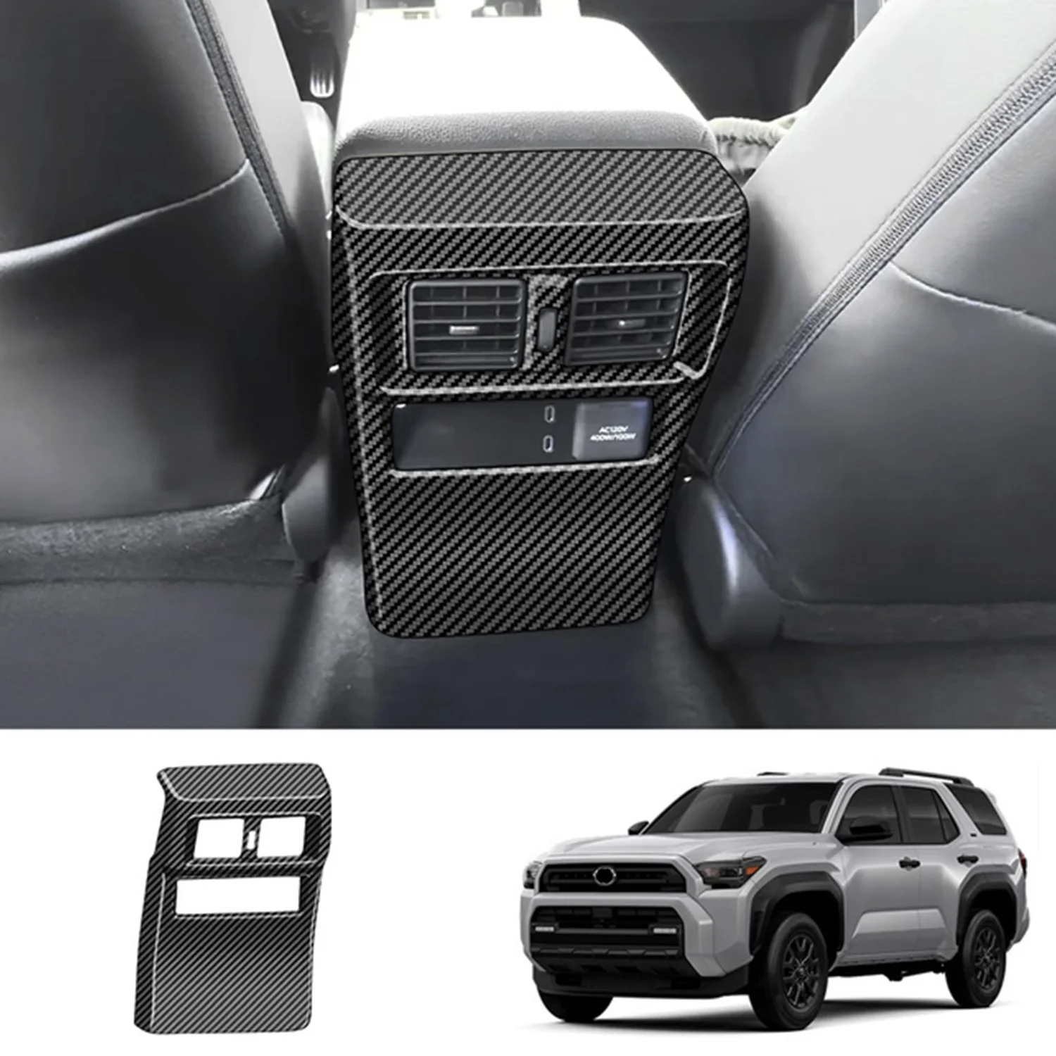 For Toyota 4Runner 6th Gen 2025-2026 Rear AC Vent Anti-Kick Cover ABS Interior Trim Protector 1Pc