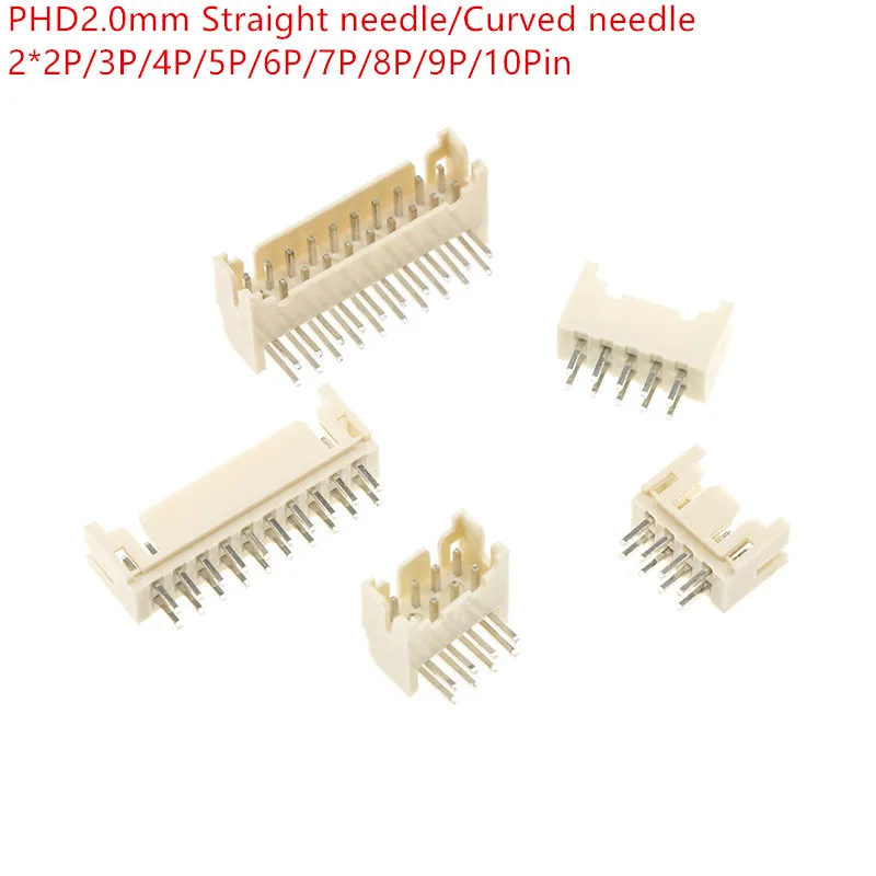 

20Pcs PHD2.0mm Double Row Connector Spacing 2MM Straight Bent Needle Socket 2*2P/3P/4P/5P/6P/7P/8P/9P/2x10Pin