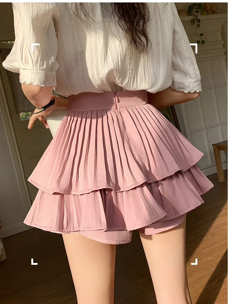 Falda de cintura alta de doble capa, estilo línea A, color liso, largo hasta el suelo, estilo urbano, agradable al tacto, transpirable, de fibra de poliéster, tipo pastel.