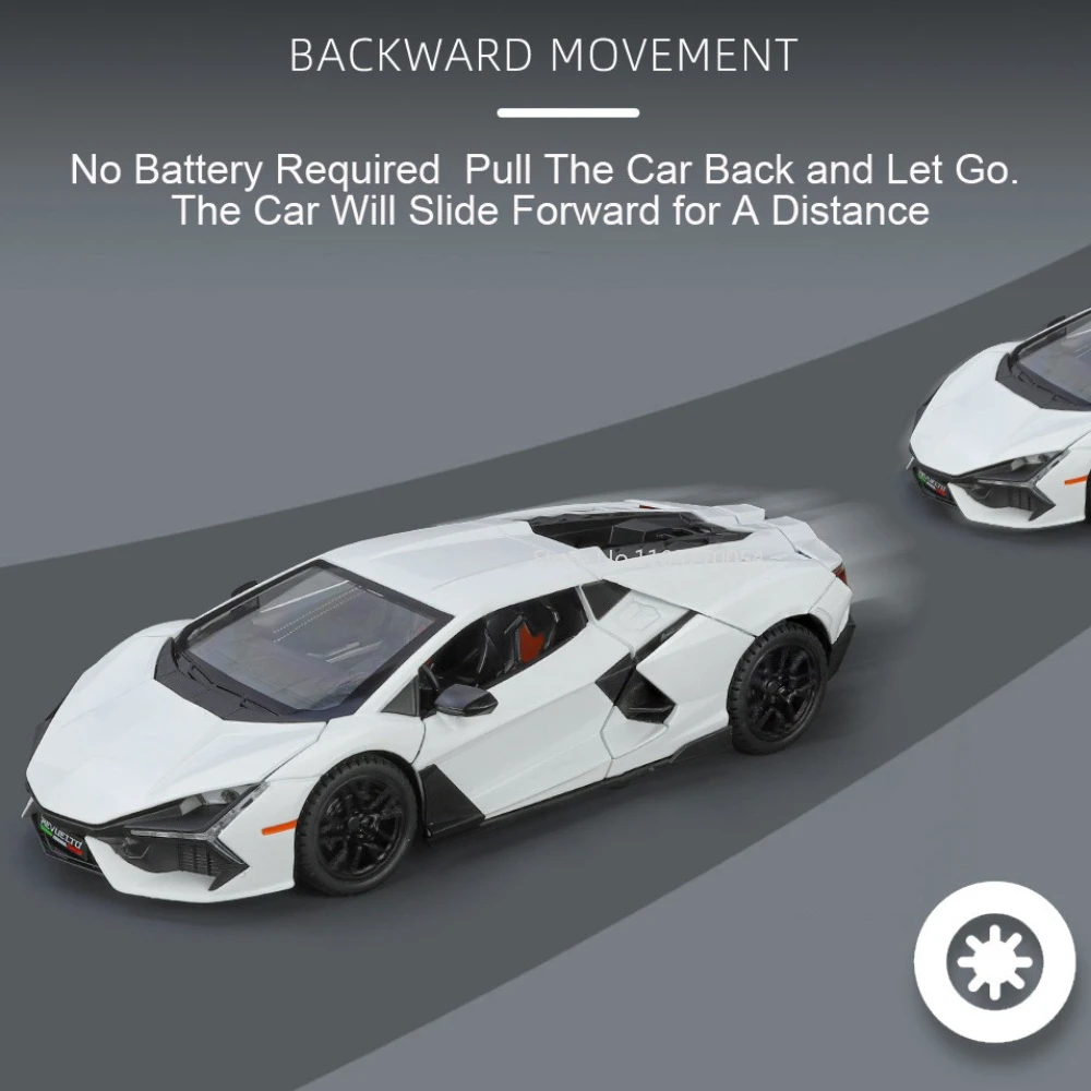 Modelo de coches Revuelto SVJ63, juguetes de aleación de fundición a presión, sonido de coche deportivo, luz, puerta trasera, modelo abierto, decoración de regalo para Festival, 1/24