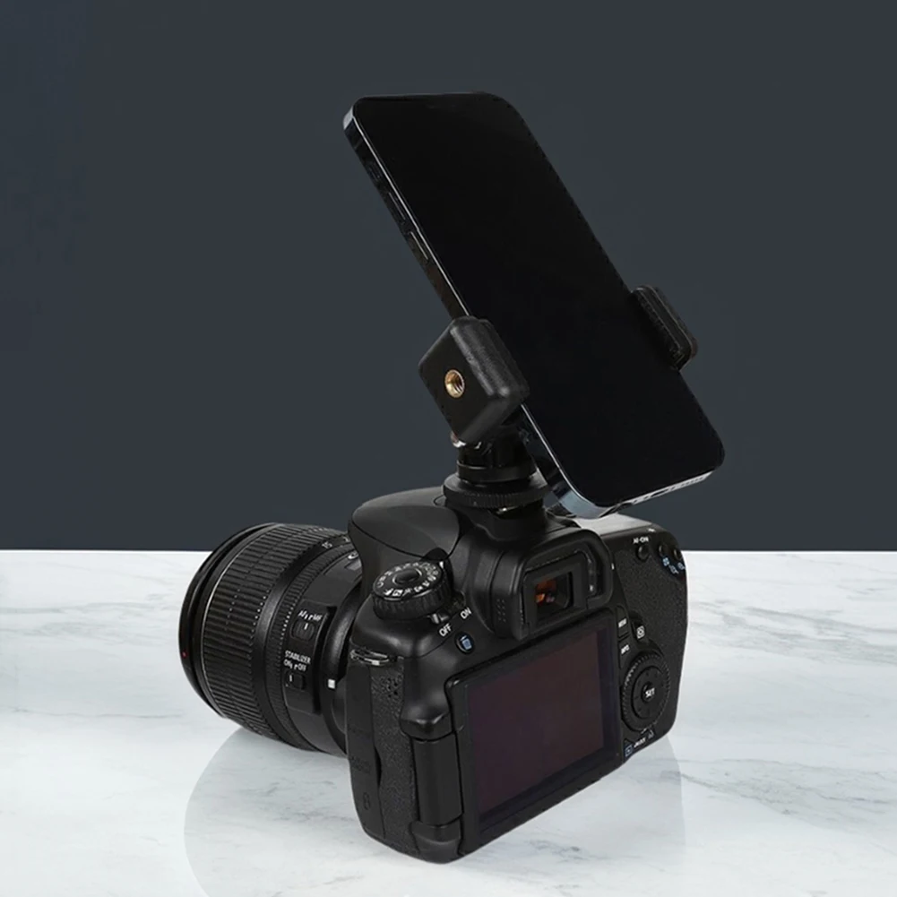 Penjepit Tripod Ponsel dengan Dudukan Hot Shoe Kamera, Dudukan Tripod Smartphone Rotasi 360° Putar 180°