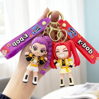 3D Cartoon Anime Keychain Silicone Material Car Bag Ornament Gift KPOP Hunter Magic Girl Team Collectible Toy Figure