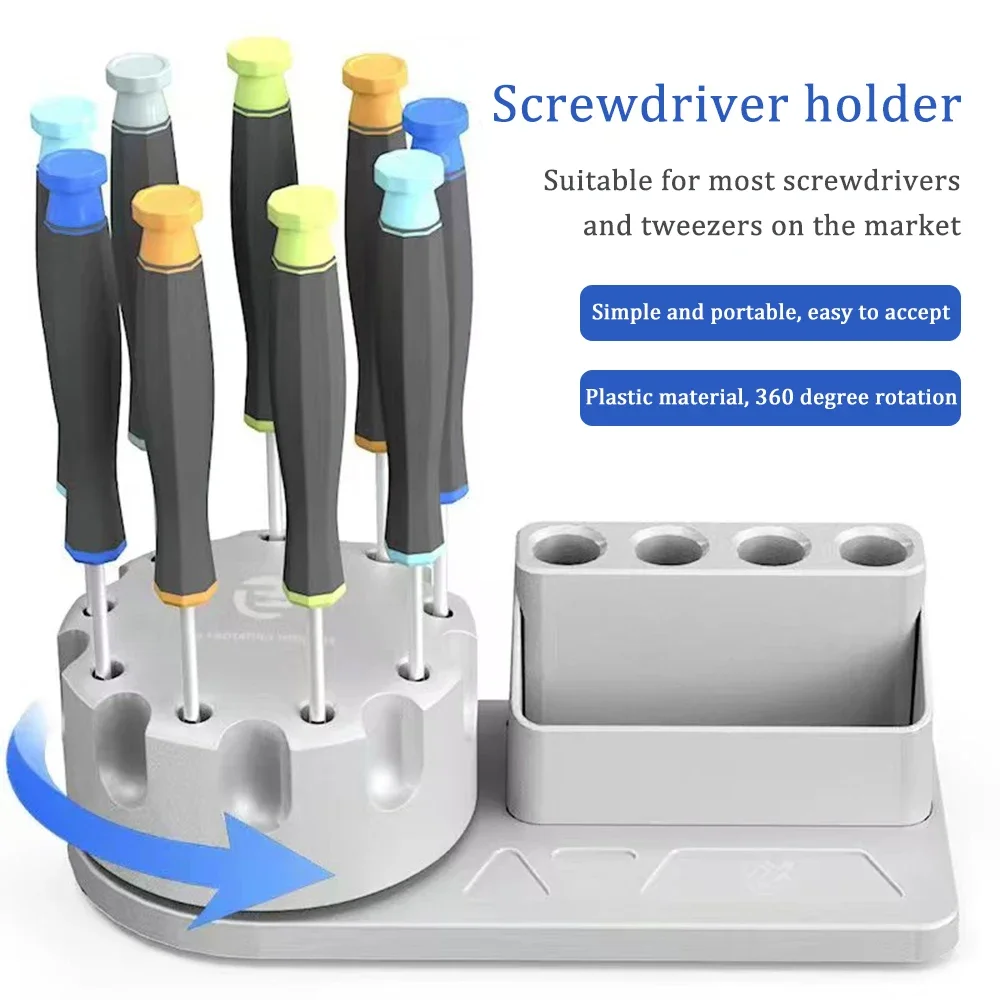 

Multi-function Screwdriver Tweezers Storage Box Rotating 360° Tools Rack Screwdriver Stand Holder for Maintenance repair tools