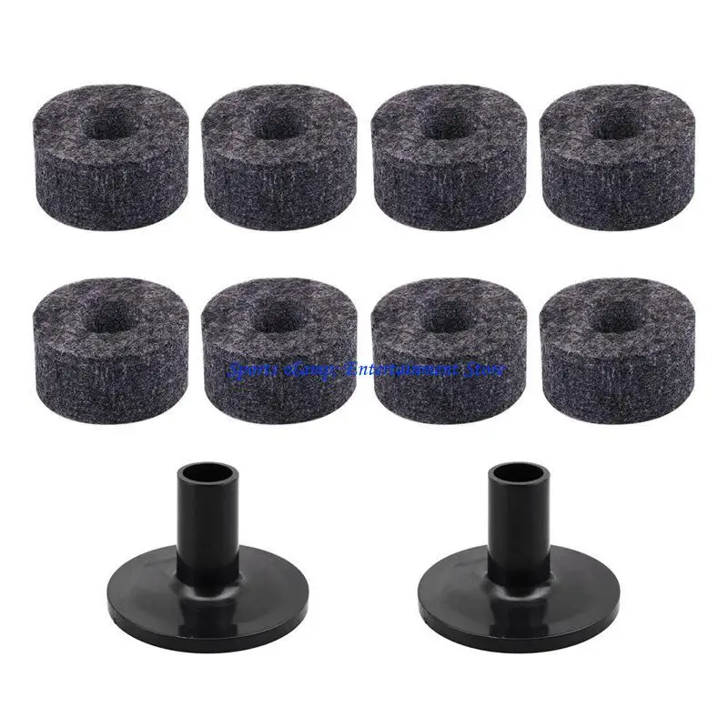 G7NF 10 Pieces/set Plastic Long Cymbal Sleeves with Felt Washers for Drum Set