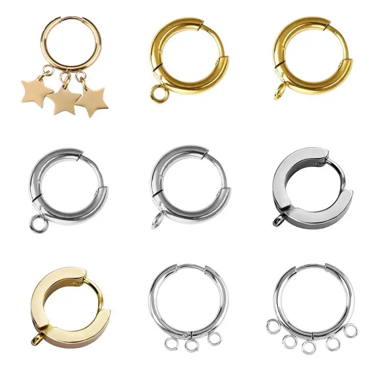 10pcs/lot Stainless Steel DIY Earrings Round Hoop Earring Clasps Fittings Base DIY Jewelry Earrings Making Supplies Finding