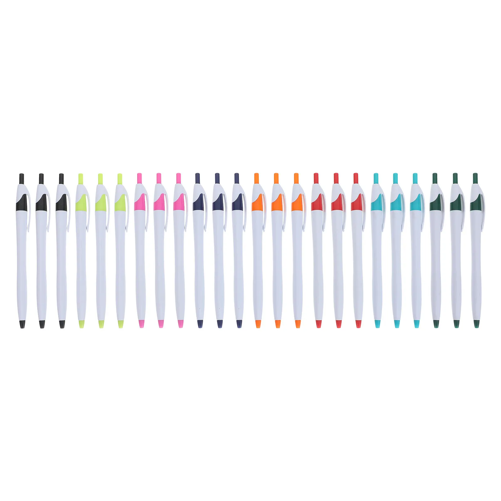24Pcs Push Button Ballpoint Pens Retractable Multicoloured Medium Point 1.0mm No Bleed Smooth Writing Office School Supplies