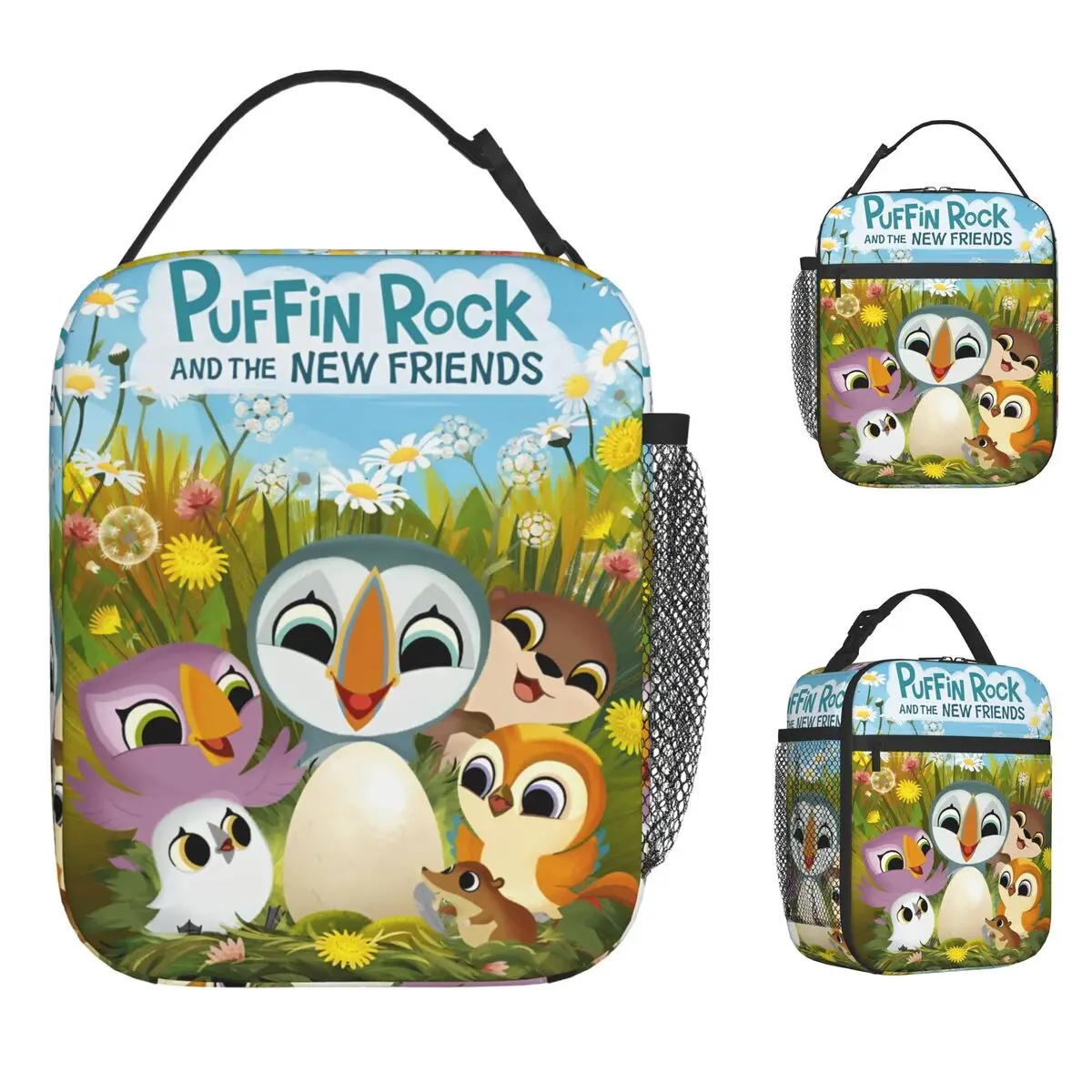

Puffin Rock And New Friends Сумка для обеда для мужчин Графический ланч-бокс Сумка-холодильник для отдыха и пикника Портативные изолированные сумки-тоут