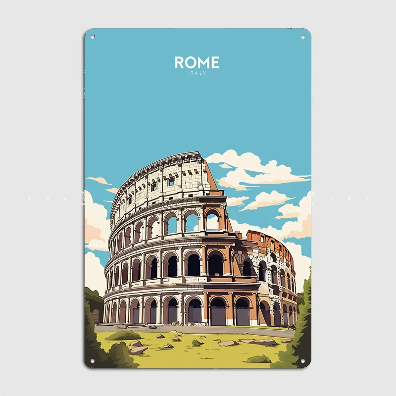 Colosseum Rome City Scenery Travel Poster Metal Sign Life Wall Custom Bedroom Indoor Home Wall Decor Posters Room Decoration