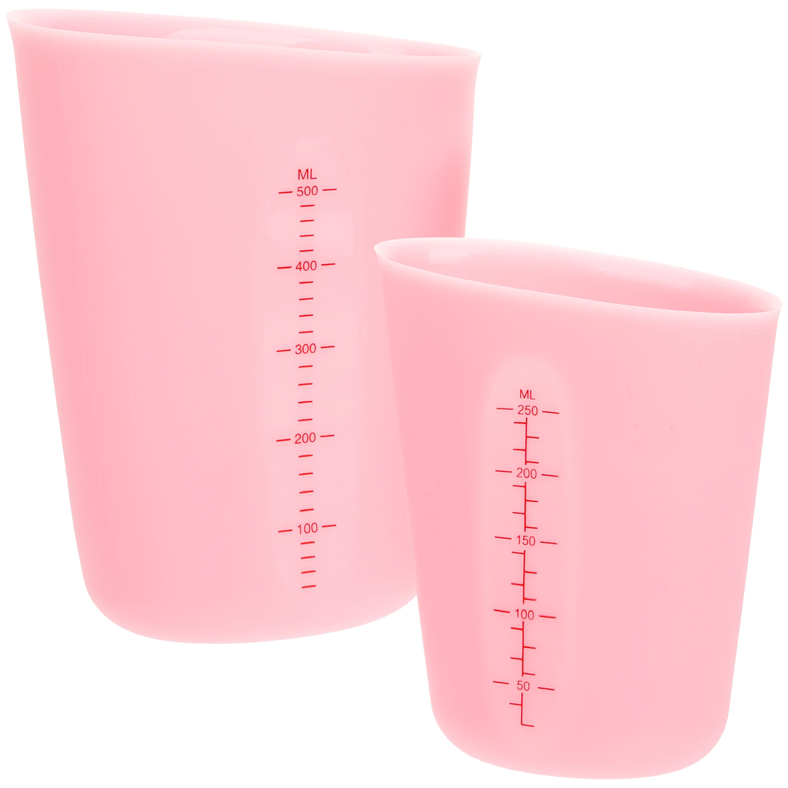

2pcs Silicone Measuring Cups Pink Flexible Kitchen Tools Oil Container Chocolate Melting Dipping Paint Mixing Graduated Scale