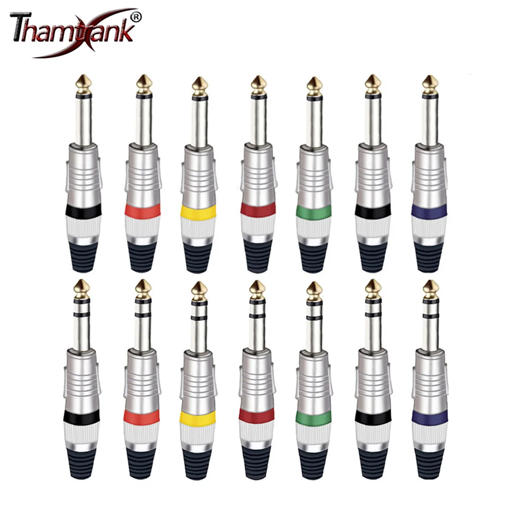 10 sztuk MONO/Stereo Jack 6.35mm złącza przewodów głośnik audio 6.35mm wzmacniacz mikrofon TS TRS wtyczka niklowana