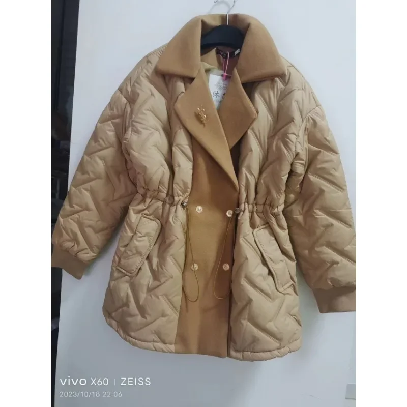 Abrigo de algodón para mujer, chaqueta de invierno para mujer, Parkas de longitud media, prendas de vestir ajustadas de talla grande, abrigo de