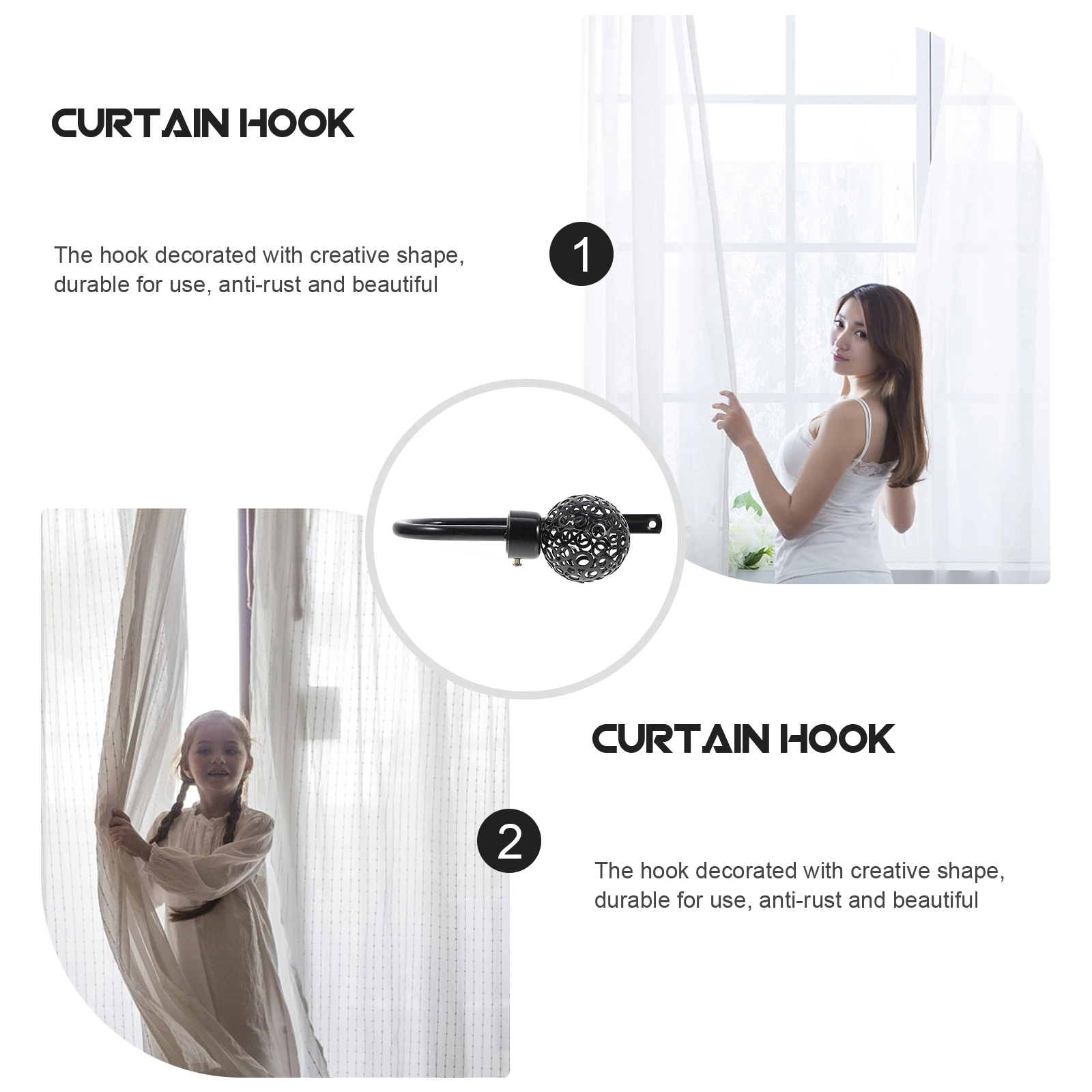 حوامل الستائر على شكل حرف U مثبتة على الحائط ومضادة للصدأ وشكل إبداعي أفضل خيار لديكور المنزل وخطاف الستائر وربط الستائر