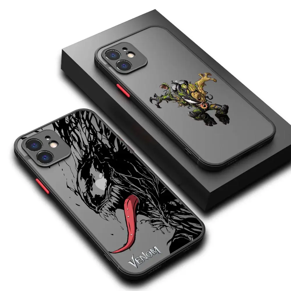 Venomized Groot Comics Silicone Case For iPhone 13 12 11 14 Pro Max SE Mini XR XS 7 8 Plus Clear Matte Cover Venom Marvel Fundas