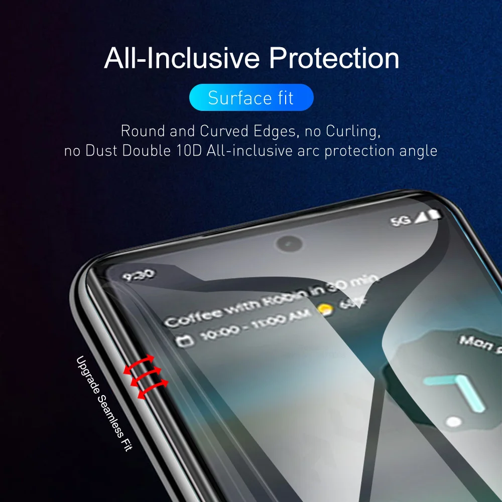 Protecteur d\'écran incurvé anti-espion, film hydrogel pour Google Pixel 8 Pro, 7, 7A, 6 Pro, protection complète, 5 pièces