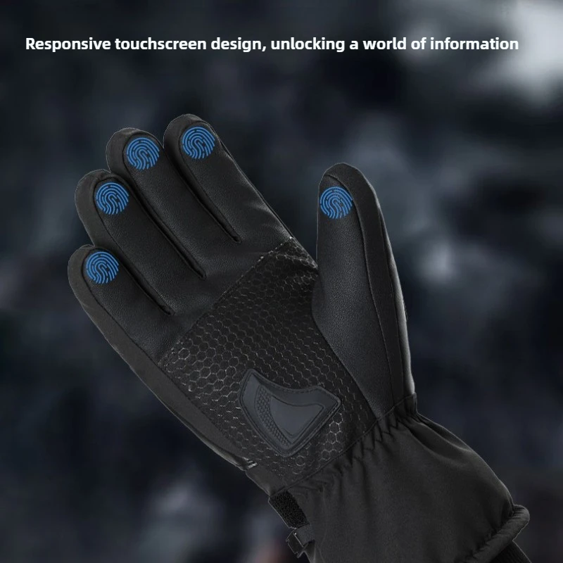 Guantes calefactables de esquí para montar en invierno para hombre, pantalla táctil de 5000 mAh, calefacción eléctrica para dedos, 3 niveles de temperatura, guantes térmicos para deportes al aire libre