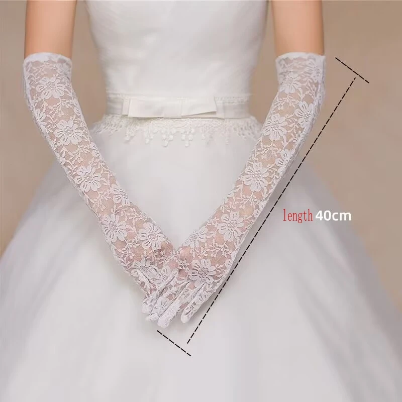 Frauen Sexy Hohle Spitze Sommer Fahren Radfahren Atmungsaktive Handschuhe Dünne Transparente Exquisite Etikette Lolita Cosplay Weiche 40 cm – Detail 1