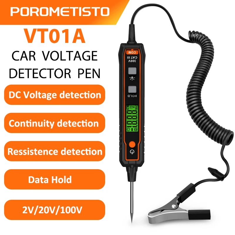 

VT01A Car Voltage Detector Pen Automobile Fault Maintenance Circuit Tester Digital Backlight Car Fuse Diagnostic Probe Test Pen