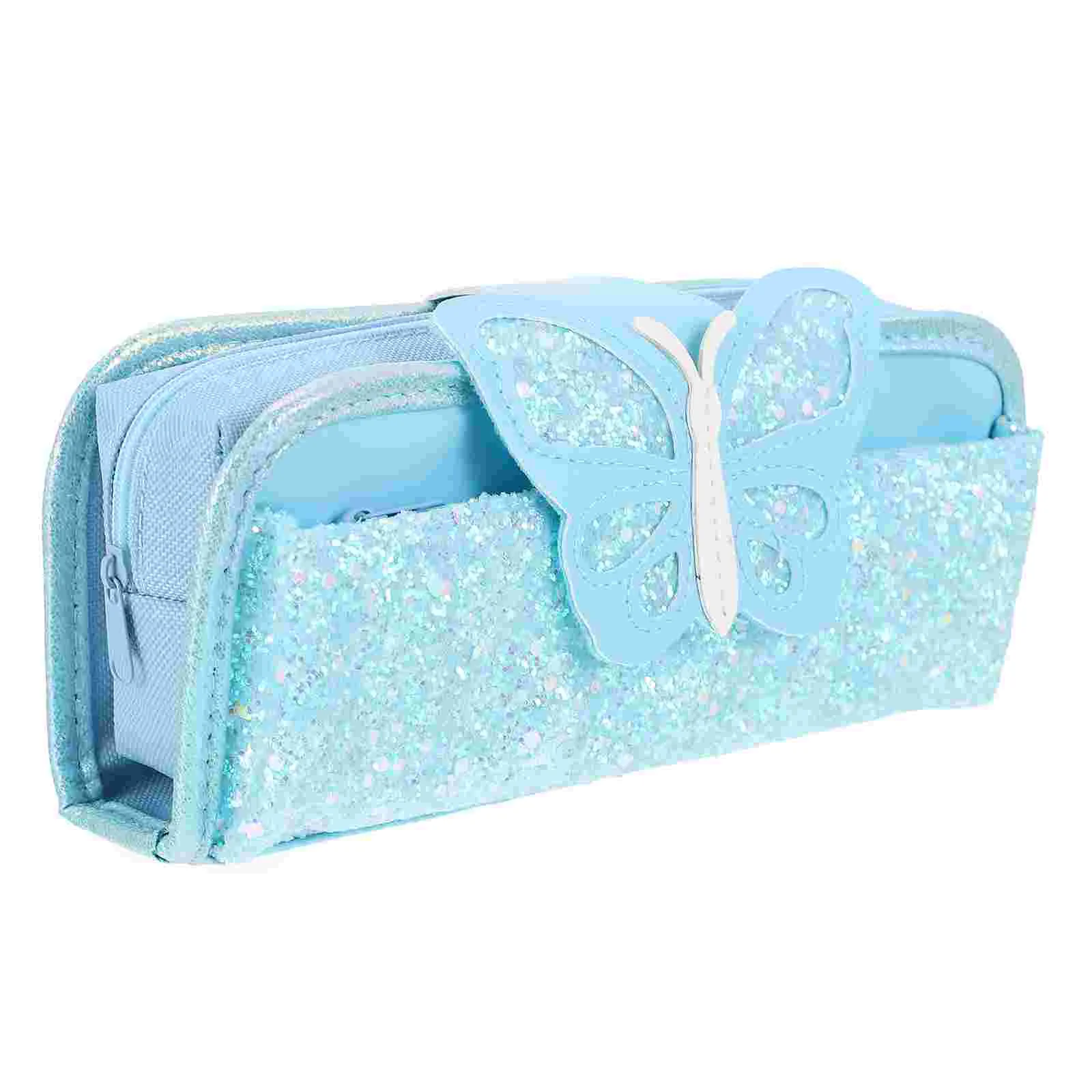 1pc Shiny Pencil Case Bag Butterflies Student Stationary Pouch Pen Organizer