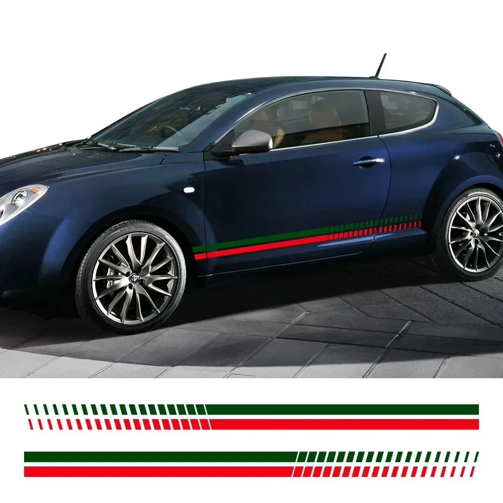 

Для Alfa Romeo Mito: 2 шт. наклеек на боковые двери автомобиля, спортивные полосы, виниловая пленка ПВХ, декоративные наклейки, аксессуары для тюнинга авто и внедорожников