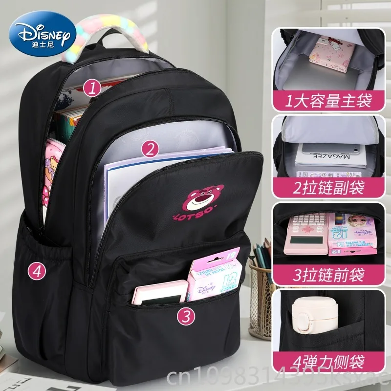 Disney School Backpack for Girls Lightweight Breathable Waterproof Anti Bacterial Spine Support Junior High Student Bookbag