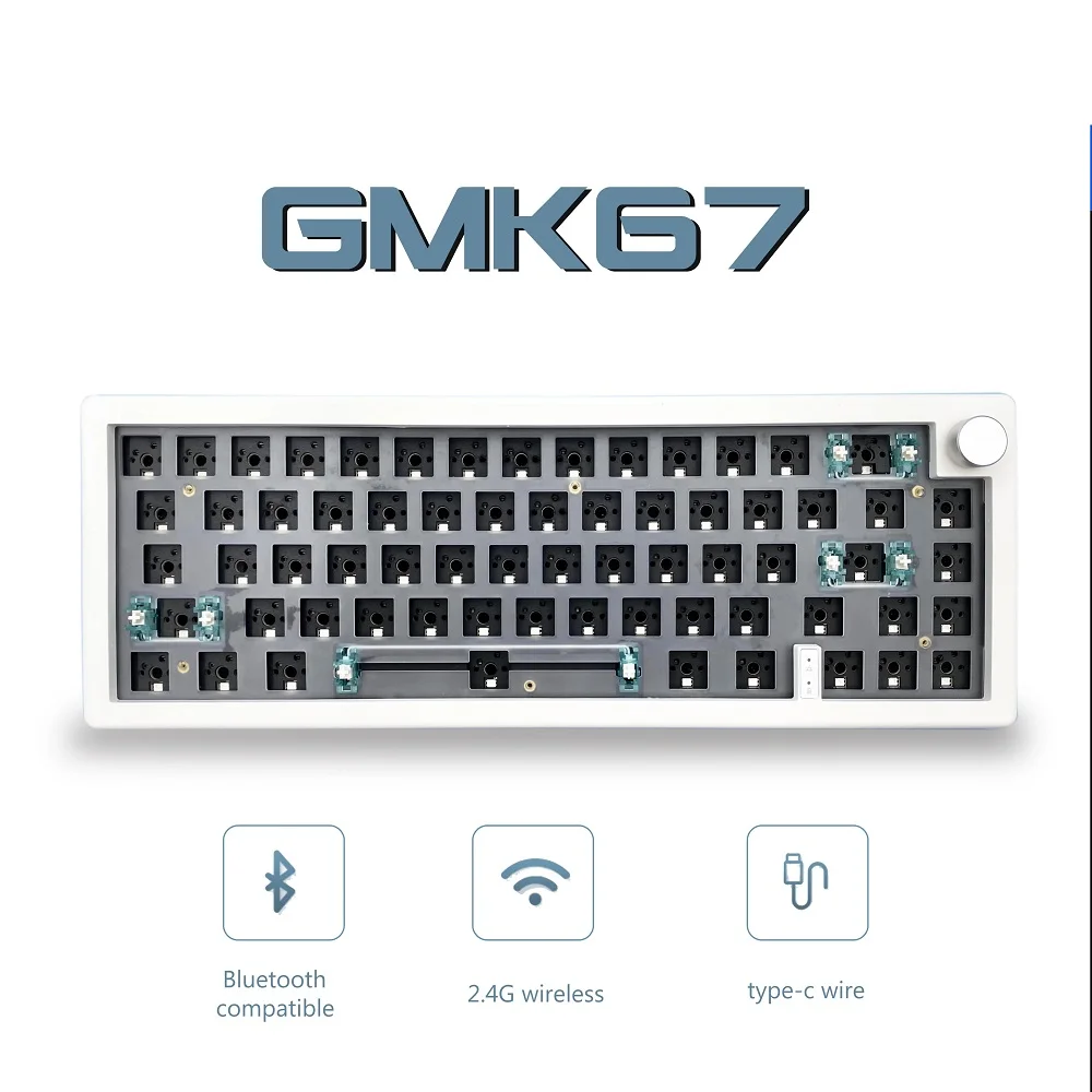 

5 Colors GMK67 Customized Mechanical Keyboard Kit RGB Backlit Gasket Structure Hot-swappable 2.4G Wireless Bluetooth Keyboard